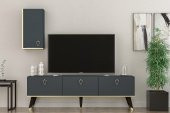 MOBİLYA GEZEGENİ HERMES TV ÜNİTESİ 150 CM ANTRASİT-ALTIN - 1