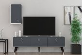 MOBİLYA GEZEGENİ Hermes Tv Ünitesi 150 Cm Antrasit-Gümüş - 1