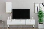 MOBİLYA GEZEGENİ HERMES TV ÜNİTESİ 150 CM BEYAZ-ALTIN - 1