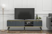 MOBİLYA GEZEGENİ LUNA TV ÜNİTESİ 160 CM ANTRASİT-ALTIN - 1