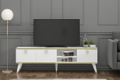 MOBİLYA GEZEGENİ LUNA TV ÜNİTESİ 160 CM BEYAZ-ALTIN thumbnail 1