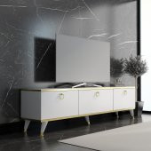 MOBİLYA GEZEGENİ GOLD TV ÜNİTESİ BEYAZ GOLD 210 CM GENİŞLİK Z3001 - 1