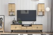 Mobilya Gezegeni Pandora Tv Ünitesi 160 cm Bendir Mermer-Safir Meşe - 1