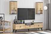 Mobilya Gezegeni Pandora Tv Ünitesi 160 cm Bendir Mermer-Safir Meşe - 2