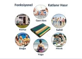 CRAFT HOME KATLANABİLİR PLASTİK HASIR HALI ,KİLİM, KAMP, PİKNİK,PLAJ  MULTİ - 2