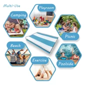 CRAFT HOME KATLANABİLİR PLASTİK HASIR HALI KİLİM KAMP PİKNİK PLAJ PARK BAHÇE TERAS VERANDA TURKUAZ-BEYAZ - 2