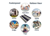 CRAFT HOME KATLANABİLİR PLASTİK HASIR HALI KİLİM KAMP PİKNİK PLAJ PARK BAHÇE TERAS VERANDA LACİVERT - 2