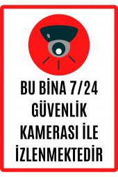 Emach Dizayn Bu Alan 7/24 Saat Kamerayla İzlenmektedir Uyarı Ikaz Levhası PVC Kaplama A4 - 1