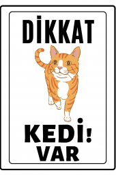 Emach Dizayn Dikkat Kedi Var Uyarı ikaz Levhası PVC Kaplama A4 Şişman Sarı 4 - 1