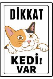 Emach Dizayn Dikkat Kedi Var Uyarı ikaz Levhası PVC Kaplama A4 Sarışın 1 - 1