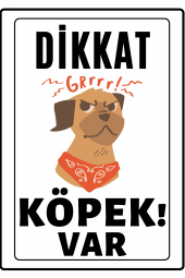 Emach Dizayn Dikkat Köpek Var Uyarı ikaz Levhası PVC Kaplama A4 Sinirli - 1