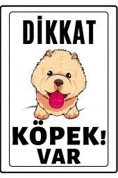 Emach Dizayn Dikkat Köpek Var Uyarı ikaz Levhası PVC Kaplama A4 Krem - 1