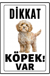 Emach Dizayn Dikkat Köpek Var Uyarı ikaz Levhası PVC Kaplama A4 Siyah Beyaz - 1