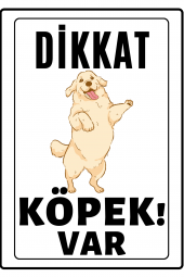 Emach Dizayn Dikkat Köpek Var Uyarı ikaz Levhası PVC Kaplama A4 Afacan - 1