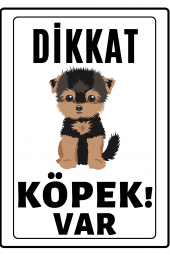 Emach Dizayn Dikkat Köpek Var Uyarı ikaz Levhası PVC Kaplama A4 Minik Siyah - 1