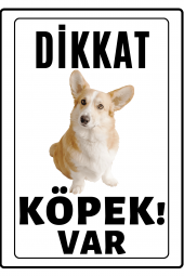 Emach Dizayn Dikkat Köpek Var Uyarı ikaz Levhası PVC Kaplama A4 Tüylü - 1