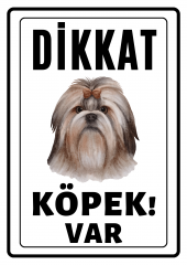 Emach Dizayn Dikkat Köpek Var Uyarı ikaz Levhası PVC Kaplama A4 Uzun Saçlı - 1