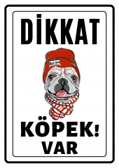 Emach Dizayn Dikkat Köpek Var Uyarı ikaz Levhası PVC Kaplama A4 Bad Dogs - 1