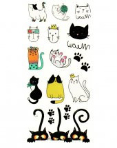 Tattoo Geçici Dövme Vücut Dövmesi 9x19 cm - Sevimli Kedi - 1