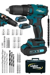 Lieber German X-DRİVE Darbeli 514.4 V 2 Ah Çift Akülü Metal Şanzuman Şarjlı Vidalama Matkap 27 Pcs Set - 1