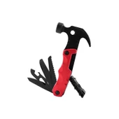 Valkyrie Çok Fonksiyonlu Çekiç Çakı Çantalı Kamp Outdoor Testere Tornavida Seti Kırmızı - 8