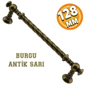 Burgu Eskitme Antik Sarı(128 mm-12.8 cm) Metal Mobilya Mutfak Çekmece Dolap Kulpu Kulbu Kulpları - 1