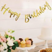 Happy Birthday Kaligrafi Banner - Gold - 1
