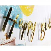 Happy Birthday Kaligrafi Banner - Gold - 3