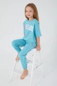 U.S. Polo Assn 1418 Garson Sea Blue Kız Çocuk Kısa Kol Pijama Takım - 6