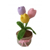 Örgü Üçlü Renkli Laleler Amigurumi Organik Oyuncak - 1