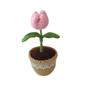 Örgü Tekli Pudra Lale Amigurumi Organik Oyuncak - 1