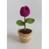 Örgü Tekli Mürdüm Lale Amigurumi Organik Oyuncak - 1