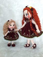 Anne Kız Yaz Bebekler Takımı Amigurumi Organik Oyuncak - 1