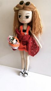 Çiçekçi Kız Bebek Amigurumi Organik Oyuncak - 1