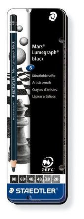 Staedtler Mars Lumograph Black Dereceli Kalem 6lı Set Metal Kutu - 1