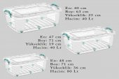 Polytime Tekerlekli Multibox Şeffaf Kilitli Saklama Düzenleme Kabı Kutusu - Dikdörtgen - 60 Litre - 4