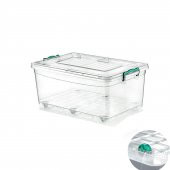 Polytime Tekerlekli Multibox Şeffaf Kilitli Saklama Düzenleme Kabı Kutusu - Dikdörtgen - 60 Litre - 1