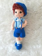 Şapkalı Maviş Bebek Amigurumi Organik Oyuncak - 1