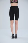 Biker Siyah Şort Tayt - Toparlayıcı Spor Şort Tayt - Sıkılaştırıcı Spor Tayt - Yüksek Bel Spor Tayt - 2