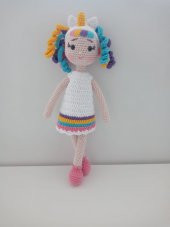 Unicorn Kız Bebek Amigurumi Organik Oyuncak - 1