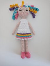 Unicorn Kız Bebek Amigurumi Organik Oyuncak - 2
