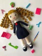 Önlüklü Bebek Amigurumi Organik Oyuncak - 1