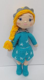 Karlar Kraliçesi Elsa Bebek Amigurumi Organik Oyuncak - 1
