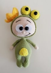 Kurbağa Kostümlü Bonnie Amigurumi Organik Oyuncak - 1