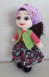 Yöresel Köylü Kızı Bebek Amigurumi Organik Oyuncak - 2