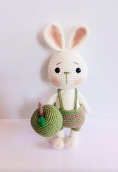 Tavşan Sunny ve Elması Amigurumi Organik Oyuncak - 1