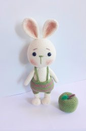 Tavşan Sunny ve Elması Amigurumi Organik Oyuncak - 2
