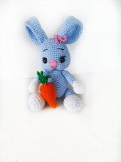 Uzun Kulak Tavşan ve Havucu Amigurumi Organik Oyuncak - 2