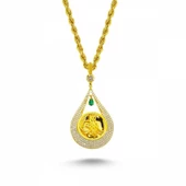 Altın Osmanlı Tugralı Taşlı Kolye - 1