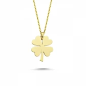 Altın Yonca Kalpli Kolye - 1